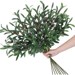 8 PCS 30" Faux Olive Branches Silk Leaves Fake Olive Tree Branches with 96 Fruits Realistic Artificial Greenery Stems for Vase Fillers Home Centerpieces Wedding Office Indoor Decor