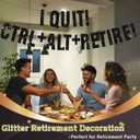 2 x Pre-Strung Black Glitter Retirement Banner,(No DIY)Funny Retirement Party Decorations"I QUIT, CTRL+ALT+RETIRE" Farewell banner,Party Supplies,Gifts and Decorations