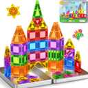 Mini Magnetic Tiles Travel Magnetic Tiles with Iron Box,42PCS Magnet Building Block Set Travel Toys for Kids Ages 3+,Educational Portable Magnet Toys Gifts for Toddlers Boys & Girls Christmas Birthday