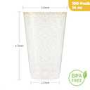 Goodluck 14 oz 100 PCS Gold Glitter Plastic Cups, Disposable Glitter Cups, Elegant Plastic Cocktail Glasses, Fancy Party Cups for Wedding, Birthday, Holiday