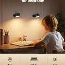 LED Wall Mounted Lights, Rechargeable Wall Sconces with Remote & Touch Control, 3 Color Temperatures 360 Rotation Dimmable Cordless Wall Light for Bedroom Study Reading Bedside (Black, 3 Pack)