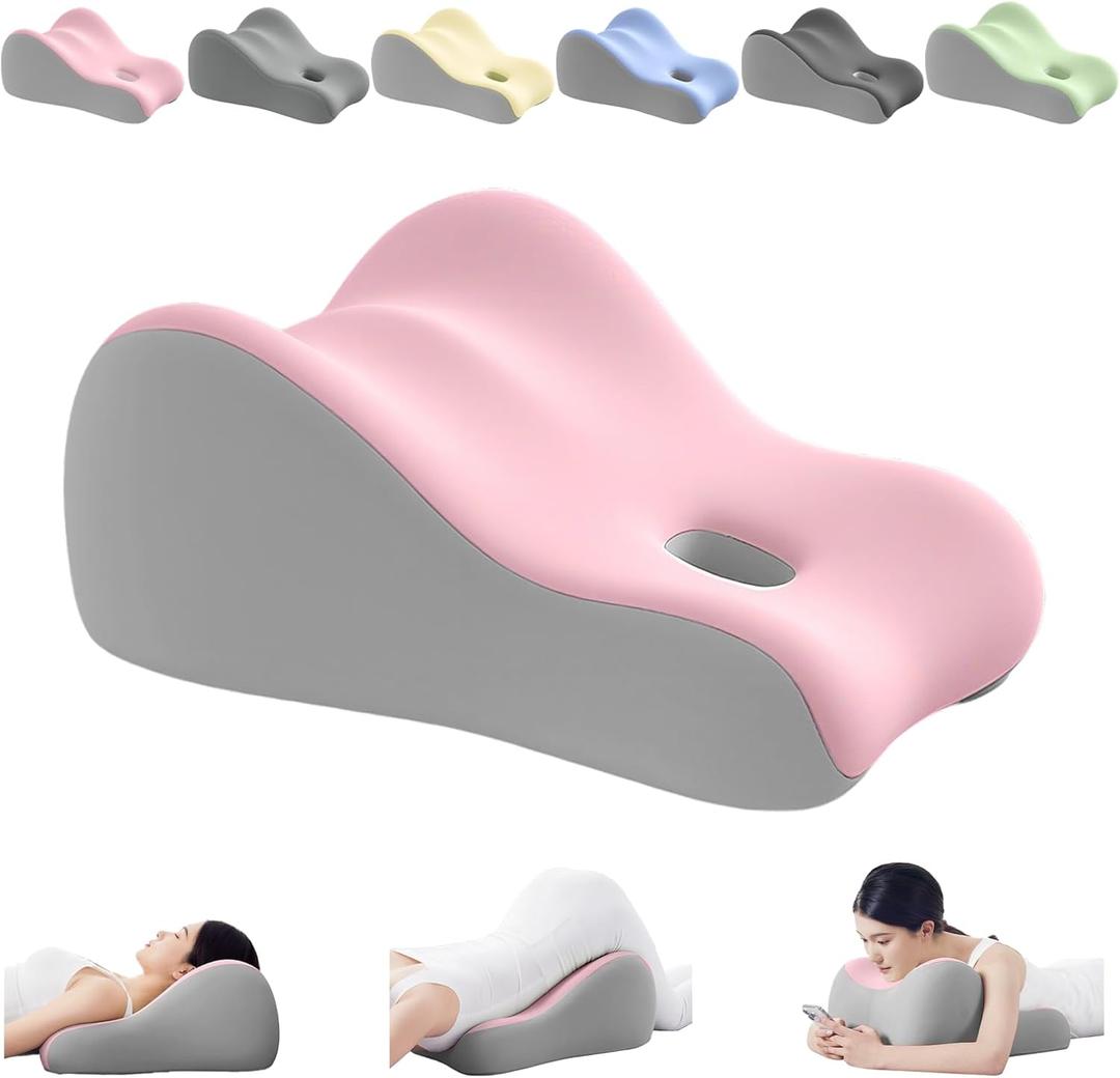 Natural Latex Pillow for Adults - Ergonomic Support for Maternity, Home & Couples, Multi-Functional for Sleeping, Lounging, Reading, Removable Washable Cover (Pink) 