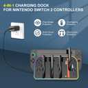 Wall Mount Charging Dock Station for Nintendo Switch 2,Controller Charging Dock Base with 7 RGB Light Modes and LED Charging Indicator,4 Game Card Slots, Black