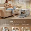 Soulbond XXXL Stainless Steel Litter Box with Lid, 27.5" L x 19.7" W x 16.5" H Large Covered Metal Jumbo Cat Litter Box Enclosed for Large and Multi-Cat Families, Easy to Clean
