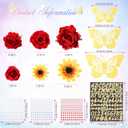 Hoteam DIY Graduation Cap Decorations Kit Included Faux Flowers 3D Butterfly Self Adhesive Rhinestones Glitter Alphabet Letter Stickers for 2026 Grad Cap Topper Party Gifts Decor(Red Yellow)