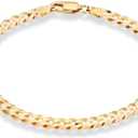 Miabella 18K Gold Plated 925 Sterling Silver Italian 5mm Solid Diamond-Cut Cuban Link Curb Chain Bracelet for Men Women, Made in Italy