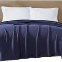 Beatrice Home Fashions GOTS Certified 100% Organic Cotton Medium Weight Blanket, Soft and Cozy Blanket for Bed, Sofa, Couch, Chair, Twin, Navy