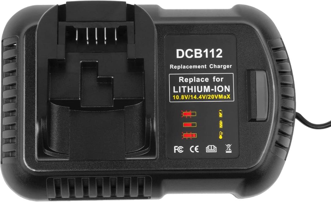 Fast Battery Charger DCB112 for Dewalt 10.8V 14.4 V 20V 60V Lithium-ion Battery DCB101 DCB105 DCB115 DCB107, Fit DCB120 DCB127 DCB206 DCB205 DCB204 (Single)