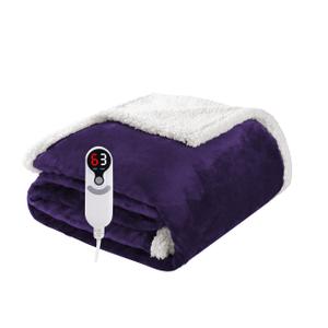 Electric Heated Blanket Throw Size 50"x60", Soft Flannel with Overheat Protection, 9 Adjustable Heat Settings & 10-Hour Auto-Off Timer, Fast Heating for Winter Comfort, Dark Purple