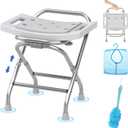 Folding Shower Seat - Stainless Steel Shower Chair for Inside Shower - 420lbs Height Adjustable Foldable Shower Stool - Portable Travel Collapsible Bath Bench for Elderly, Handicap & Disabled (Gray)