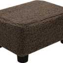 CAROLMADE Small Foot Stool Ottoman Footstool with Legs Under Desk Footrest for Living Room Bedroom and Office, Soft Brown (11"D x 15.4"W x 8.3"H)