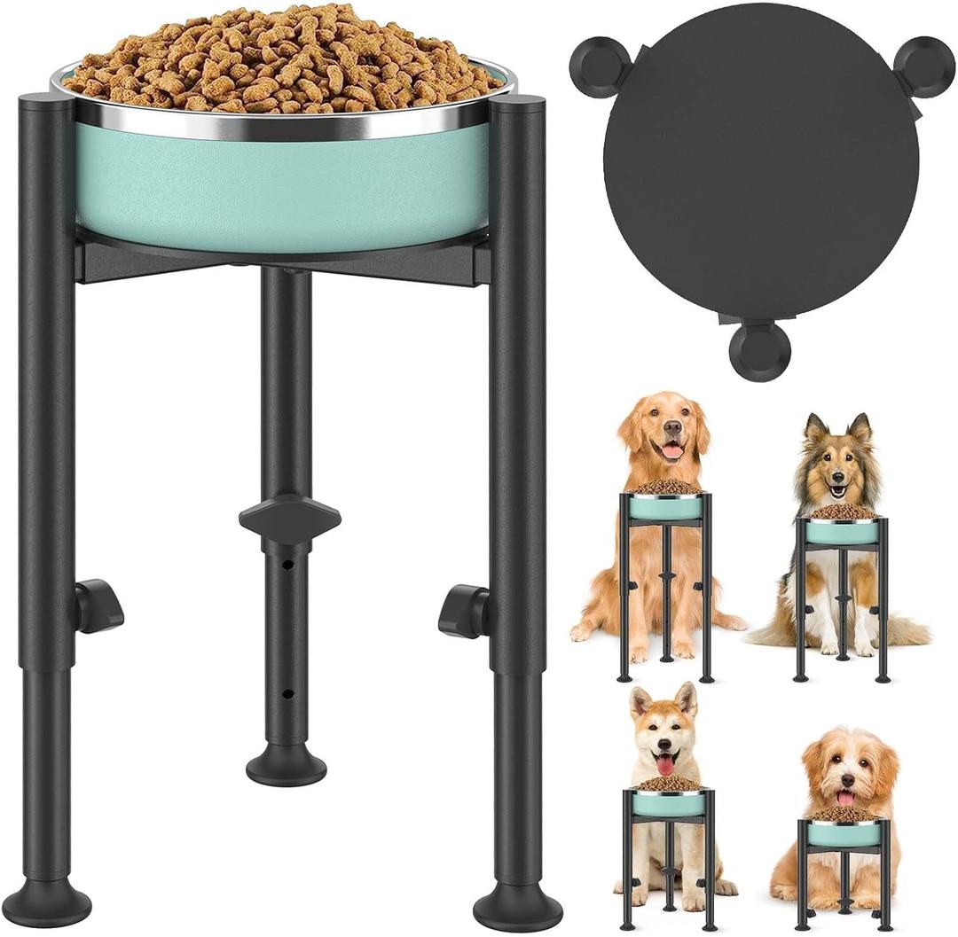 Adjustable Dog Bowls Elevated Stand, 4 Heights, Wide 6-10", Oppro Metal Raised Tall Single Dog Food Bowl Holder, Upgrade Lifted Water Feeder with Tray for Medium Large Small Breed, H: 8/10/12/13.8