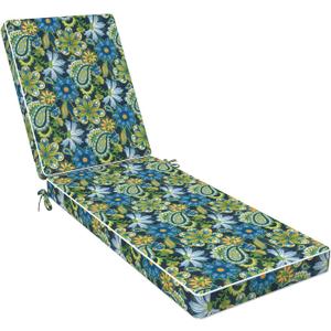 LVTXIII Outdoor Chaise Lounge Cushion 72x21x3 Inch, Water-Repellent Patio Seat Cushion with Ties & Hidden Zipper, Thick Foam Pad for Lawn Chair, Poolside, Patio Furniture, Bohemian Azure