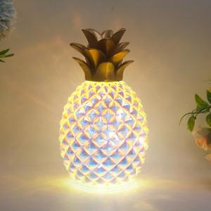 Mercury Glass Pineapple Lamp with Timer.Pineapple decortions Lights,Glass Table lamp,Battery Operated Led Night Light. Pineapple Decor for Kids Room,Bedroom,Home Decoration (Colorful Pineapple)