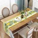 Spring Summer Lemon Table Runner, Fruits Kitchen Dining Table Decoration for Holidays, Yellow Lemons Leaves Flowers Farmhouse Table Decor Runners, 13X90IN