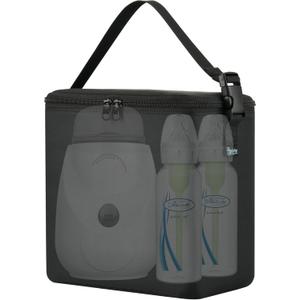 Breastmilk Cooler Bag, Fits 6 Baby Bottles Up to 9 Ounce Insulated Baby Bottle Bag, Carrying Bag for Dr. Browns Insta-Feed Bottle Warmer, Breast Milk Cooler on The go with Strap, Bag Only
