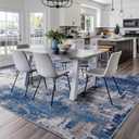 RELEANY Washable Area Rugs 8'x10' Non-Slip Modern Abstract Soft for Living Room Entryway Bedroom Nursery, Print Pattern, Blue Grey Navy Gray