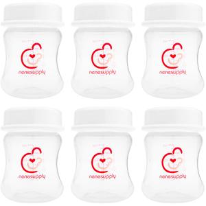 Nenesupply 4.7oz 6pc Wide Neck Breastmilk Storage Bottles Breast Pump Bottles Use on Pumping with Spectra S1 S2 Synergy Gold Breast Pumps Collection Replace Spectra Bottles for Pumping Wide Mouth