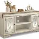 Signature Design by Ashley TV Stand, 74" White Farmhouse Media Console, 74" W x 18.13" D x 36.13" H
