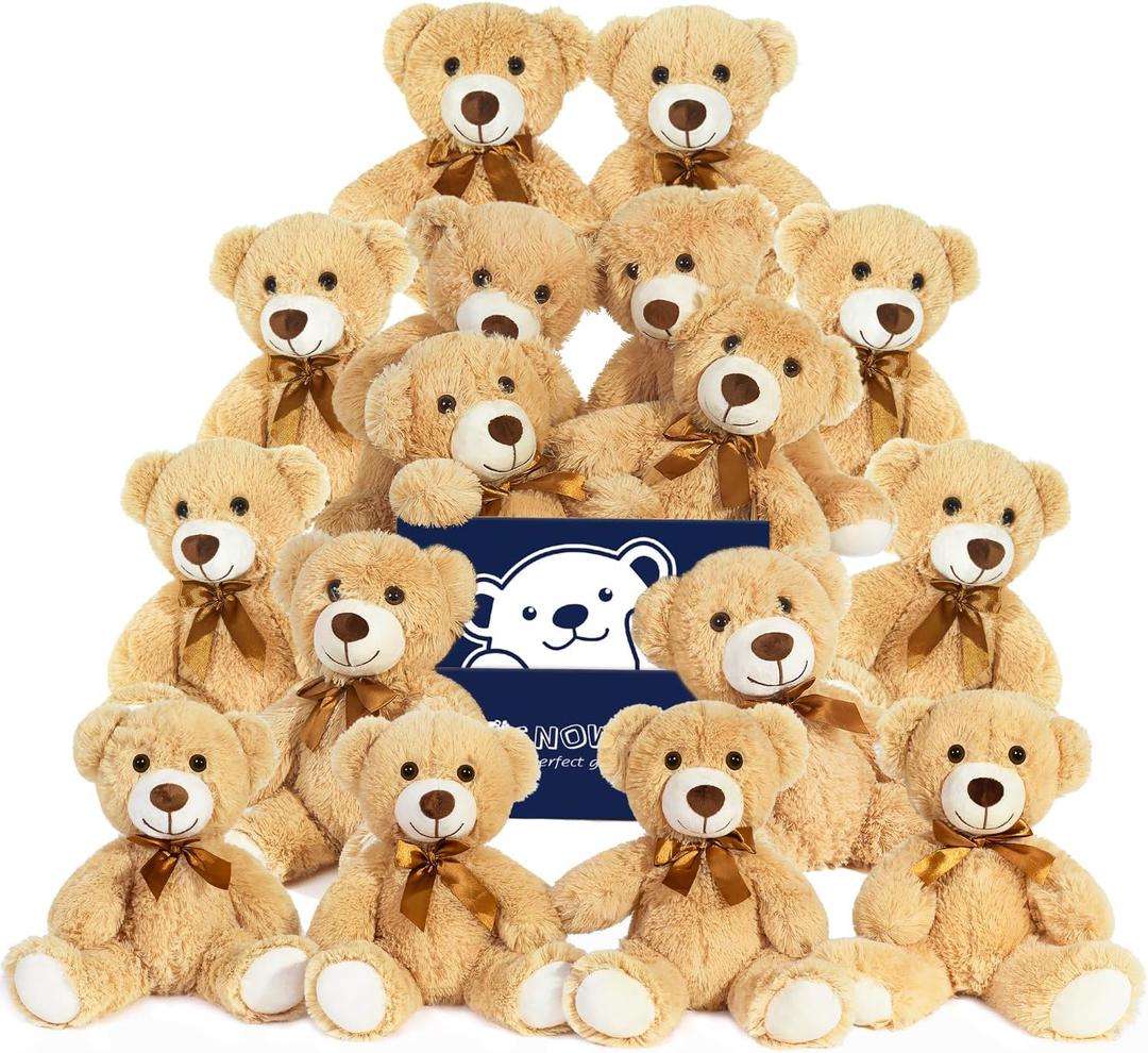 16 Pcs Teddy Bears Bulk Baby Shower Cute Stuffed Animal Toy for Decorations
