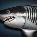 LIFFY Metal Shark Wall Decor, 36 Inch Large Fish Wall Art with Glass Accents, Hanging Ocean Theme Artworks Sculpture Decorations for Indoor Outdoor, Unique Nature Gift for Sharks Lover