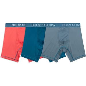 Fruit of the Loom Men's Getaway Boxer Briefs, Lightweight Breathable Fabric, Quick Dry & Odor Control (Small, Long Leg - Assorted Colors)