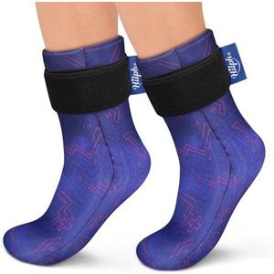 Hilph Full Foot Ice Pack Gel Sock for Hot & Cold Therapy - Reusable Cooling Sock for Toe Pain, Plantar Fasciitis & Hot Feet - Easy Slip On Design for Chemotherapy, Postpartum Recovery, 1 Pair, Blue