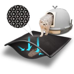Pieviev Cat Litter Mat Double Layer Waterproof Urine Proof Trapping Mat 1 Pack (Black, 24x15 Inch (Pack of 1))