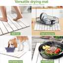 Large Stone Dish Drying Mats for Kitchen Counter, 24x16 Quick Dry Absorbent Drying Matt Kitchen Counter, Diatomaceous Earth Dish Drying Mat, Collapsible Dish Mat Dish Pads for Drying, White