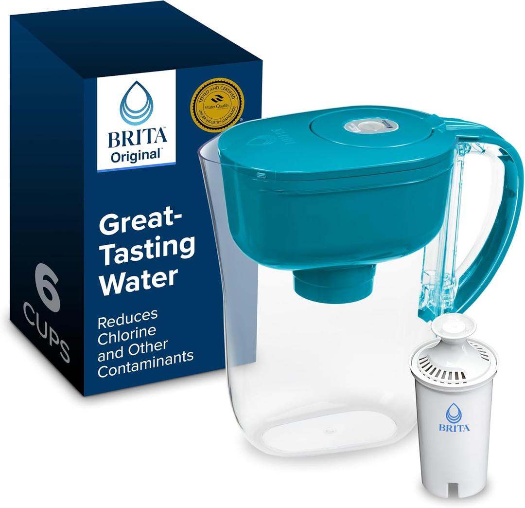 Brita Metro Water Filter Pitcher with SmartLight Change Indicator, BPA-Free, Replaces 1,800 Plastic Water Bottles a Year, Lasts Two Months, Includes 1 Filter, Small - 6-Cup Capacity, Turquoise