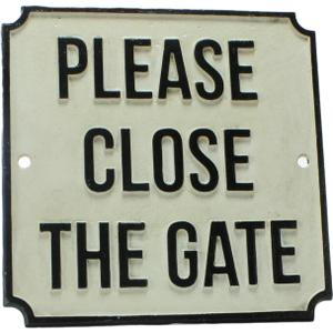 Homart Cast Iron Please Close The Gate Sign