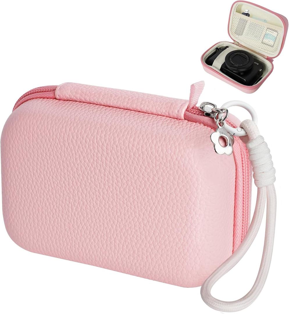 Canon G7X Case for Women: Shockproof & Lightweight PU with Pink Stylish Design - Fits Powershot G7X Mark III II, SX740 HS Camera - Girls Gift for Everyday Photography & Travel Storage