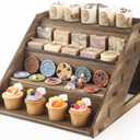 Yousoontic 4 Tier Wooden Soap Display Stand for Craft Shows Farmers Market Craft Fair Display Rack Portable Riser for Vendor Candle Cupcakes Jewelry Tumblers