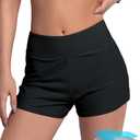 Beautikini Period Swimwear Menstrual Leakproof Swim Shorts Quick Dry 3" High Waist Bathing Suit Bottoms for Teen Girls Women (X-Small, Black)