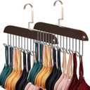2 Pack Bra Hanger for Closet,Hangers for Closet Organizer, Wooden Organizer with16 Adjustable Hooks, Space-Saving Storage Hanging for Sport Bra Belt Tie Scarf Lingerie (Black)