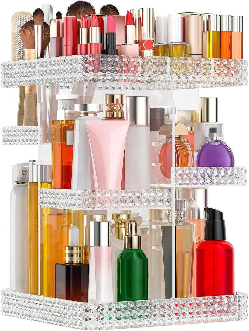 Makeup Organizer 360 Rotating Acrylic Clear Organizador De Perfumes, 7 Layers Large Makeup Organizers and Storage, Perfume Organizer for Vanity, Dresser (Plus Size Clear)