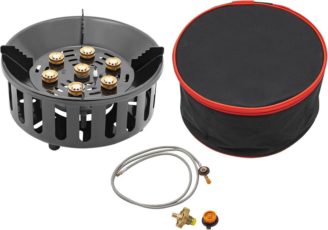 Portable Camping Stove with Carrying Bag, Burner Camping Stove Small Burner Stove 21000W Propane Burners Seven-Star Fierce Fire Camp Stoves for Backpacking Picnic