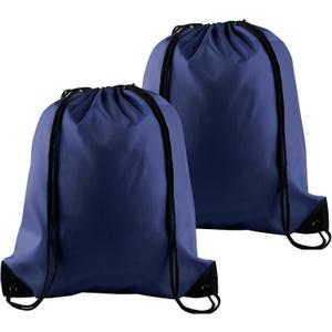 PLULON 2Pcs Drawstring Bags Bulk Navy Blue Drawstring Backpack String Backpack Cinch Sack Sport Gym Backpack Bags for Yoga Traveling Outdoor Sports