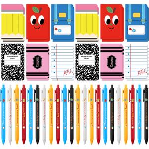 Funrous 48 Pcs Teacher Appreciation Gifts Bulk - 24 Set Teacher Notebook and Pen with Inspirational Quote, Small Pocket Notepad Journal Ballpoint Pen for Thank You Gift Women Men Adult Office Supplies