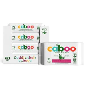 Caboo Baby Wipes, Made with Bamboo Viscose, Certified Made Safe Ingredients, Unscented Baby Wipes Good for Sensitive Skin, 72 Wipes Per Travel Pack, Bulk Total of 864 Wet Wipes
