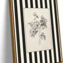 Yellow Framed Stripes Flower Canvas Wall Art Black White Striped Floral Painting Decor Pictures Vintage Sketch Plant Orchid Bedroom Living Posters Prints for Corridor Kitchen Room Decoration