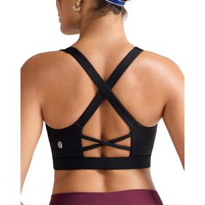 RUNNING GIRL Sports Bra for Women, Molded Cup High Impact Sports Bras for Women with Sewn in Pads (Black, XXL)