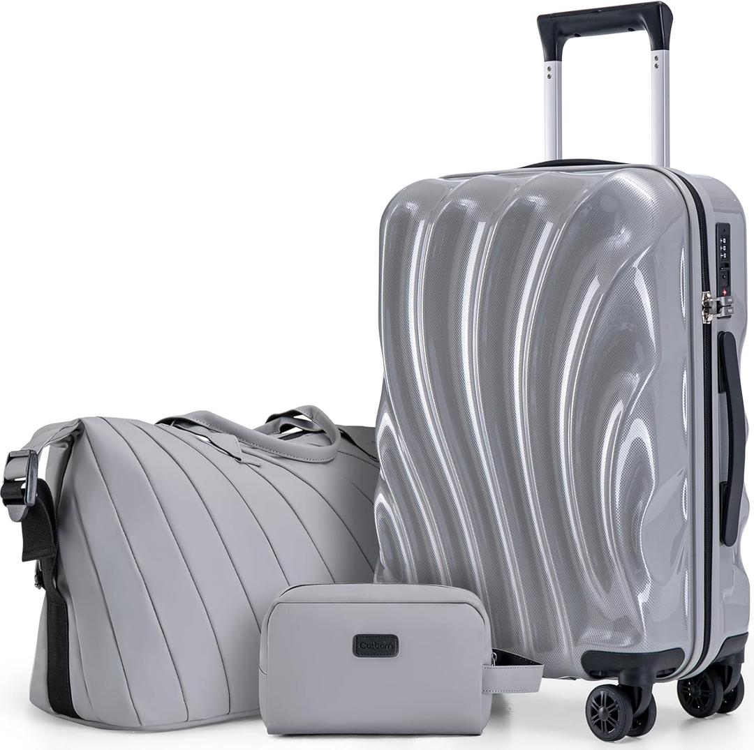 Luggage Sets 3 Piece Suitcases with Wheels, Suitcase Set, ABS+PC Hardshell Luggage with Phone Holder, Lightweight Carry on Luggage with TSA Lock Spinner Wheels (Gray)