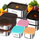 YUANYE 9 Pack 50/34/27/6oz Stainless Steel Food Storage Containers Sets, Leak-Proof Airtight Lunch Box with Lids, Small Snack Containers Oven/Dishwsher/Freezer Safe for Meal Prep, School, Work, Picnic, Medium