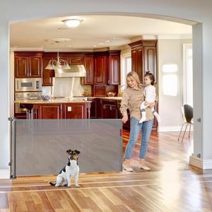 75 Inch Retractable Baby Gates for Wide Openings Retractable Dog Gate Indoor Extra Long Child Gate Outdoor Extra Large Dog Gate Extra Wide Baby Gate for Stairs Pet Gates for Doorways, Porches, Gray
