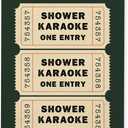 HEYJEEPER Funny Bathroom Wall Art-Shower Karaoke One Entry -Wall Hanging Poster,14x18In Retro Green Canvas with Wood Hanger, Boho Home Wall Decor for Bathroom(Ticket)