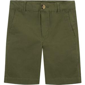 Spring&Gege Boys' Cotton Twill Flat Front Uniform Stretch Chino Shorts (13-14 Years, Light Olive Green)