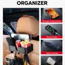 Amazicha Car Headrest Backseat Organizer with Hooks, 3 in 1 Seat Back Organizer Headrest with 3.7inch Cup Holder for Car Backseat Travel Accessories, 2PCS