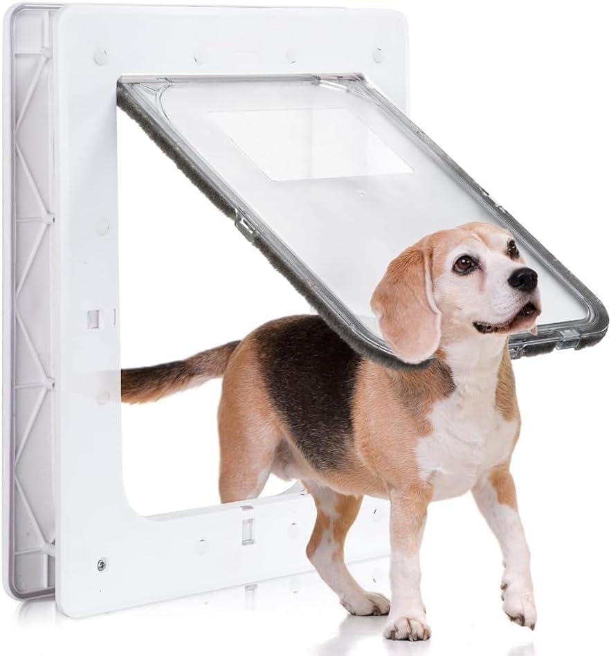 Pet Door, Durable Plastic Dog Door, 6.5x 9.25 Inner Frame for Small Dog and Pets, Easy DIY Installation, Suitable for Interior and Exterior Doors, Screen and Wall, White Doggie Door