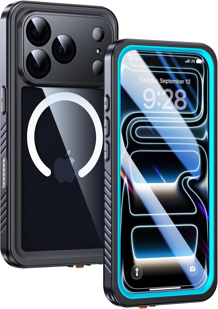 Lanhiem Magnetic for iPhone 17 Pro Case Waterproof, Built in Screen Protector & Camera Protection, [Compatible with MagSafe] Full Body Dustproof Heavy Duty Rugged Phone Case 6.3'' (Blue)